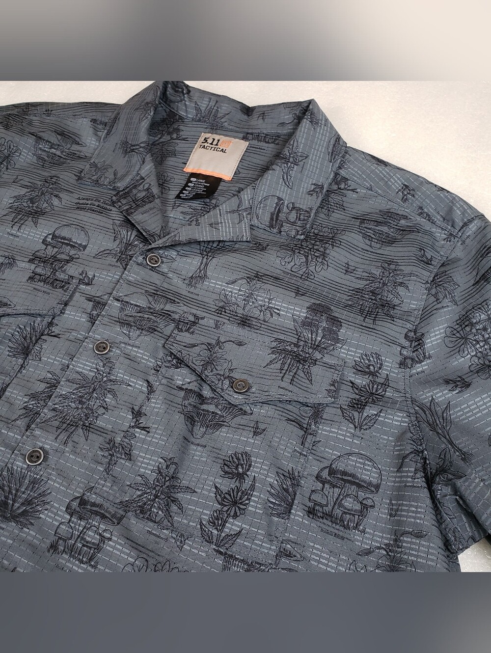 5.11 Tactical Men's Large Vented Shirt Botanical Wild Edible Print AOP Camping G
